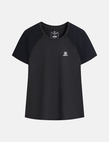 Áo thun ngắn tay thể thao nữ tay phối ngực in