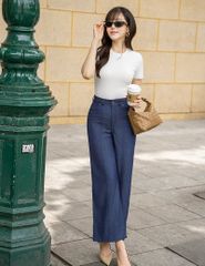 Quần jean nữ ông suông cuốn gấu