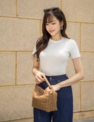 Quần jean nữ ông suông cuốn gấu