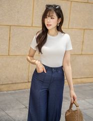 Quần jean nữ ông suông cuốn gấu
