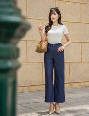 Quần jean nữ ông suông cuốn gấu
