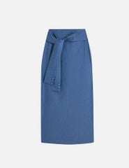 Chân váy jean nữ dáng dài vạt vắt dây chéo