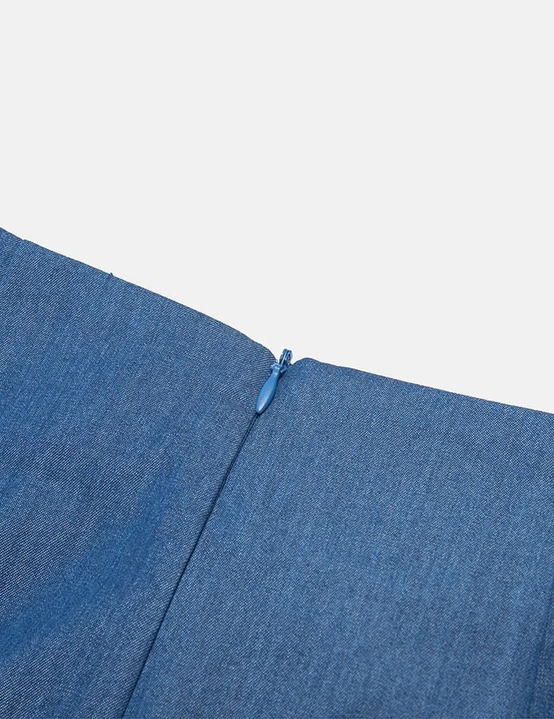 Chân váy jean nữ dáng dài vạt vắt dây chéo