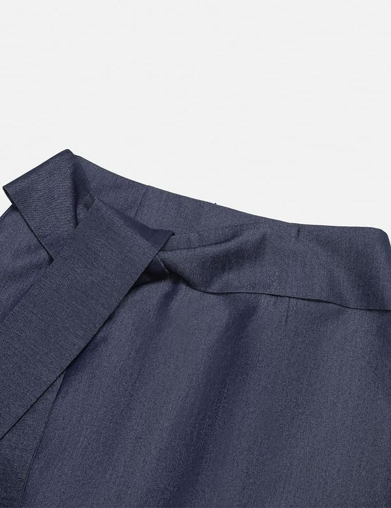 Chân váy jean nữ dáng dài vạt vắt dây chéo