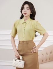 Chân váy khaki nữ dáng đứng xẻ sau