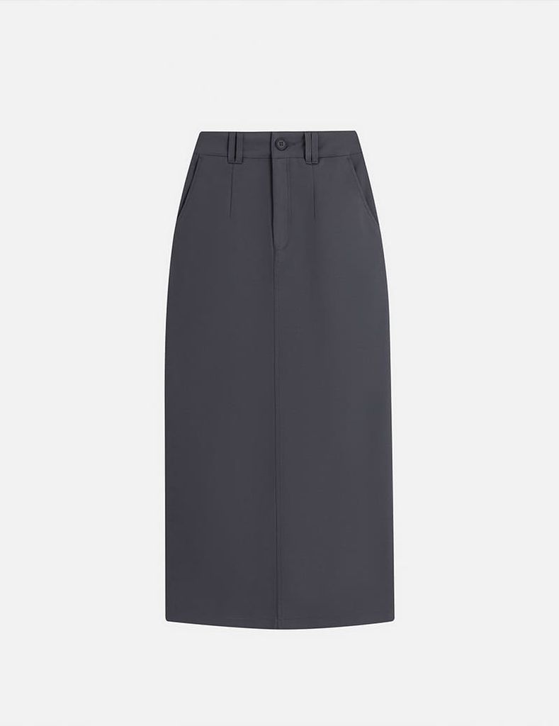 Chân váy khaki nữ dáng đứng xẻ sau