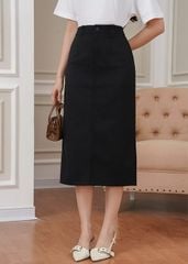 Chân váy khaki nữ dáng đứng xẻ sau