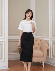 Chân váy khaki nữ dáng đứng xẻ sau