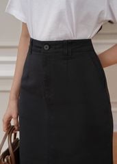 Chân váy khaki nữ dáng đứng xẻ sau