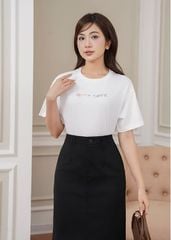 Chân váy khaki nữ dáng đứng xẻ sau