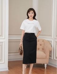 Chân váy khaki nữ dáng đứng xẻ sau