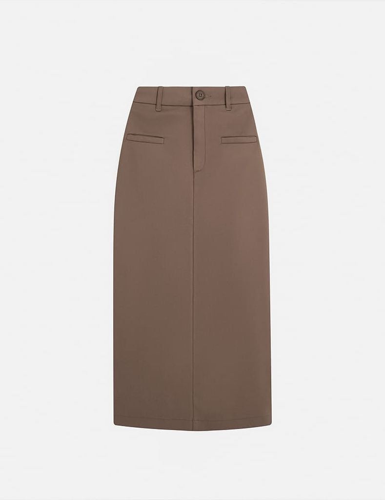 Chân váy khaki nữ dáng đứng xẻ sau
