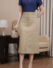Chân váy khaki nữ dáng đứng xẻ sau