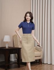 Chân váy khaki nữ dáng đứng xẻ sau
