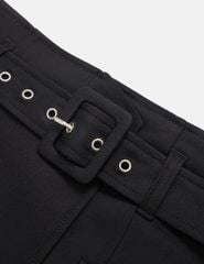 Chân váy khaki nữ dáng chữ A cạp cao gắn đai