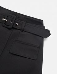 Chân váy khaki nữ dáng chữ A cạp cao gắn đai