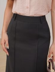 Chân váy dài nữ gân trang trí dọc thân trước