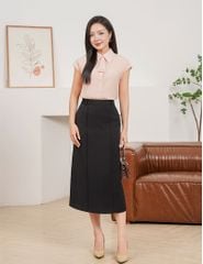 Chân váy dài nữ gân trang trí dọc thân trước