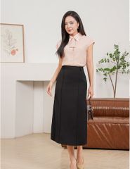 Chân váy dài nữ gân trang trí dọc thân trước
