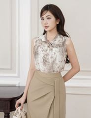 Chân váy công sở nữ dáng dài cạp may dây trang trí