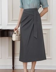Chân váy công sở nữ dáng dài cạp may dây trang trí