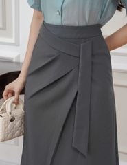 Chân váy công sở nữ dáng dài cạp may dây trang trí