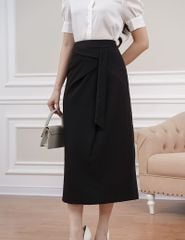 Chân váy công sở nữ dáng dài cạp may dây trang trí