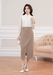Chân váy công sở nữ dài dáng bút chì thiết kế hai tà chéo