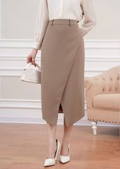 Chân váy công sở nữ dài dáng bút chì thiết kế hai tà chéo