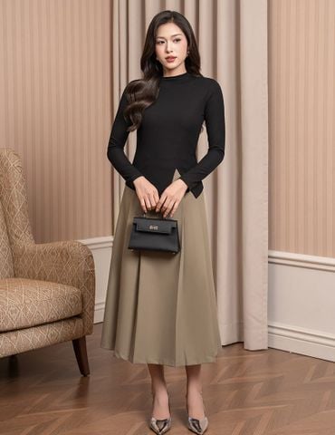 Chân váy nữ xếp ly dáng dài