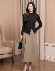 Chân váy nữ xếp ly dáng dài