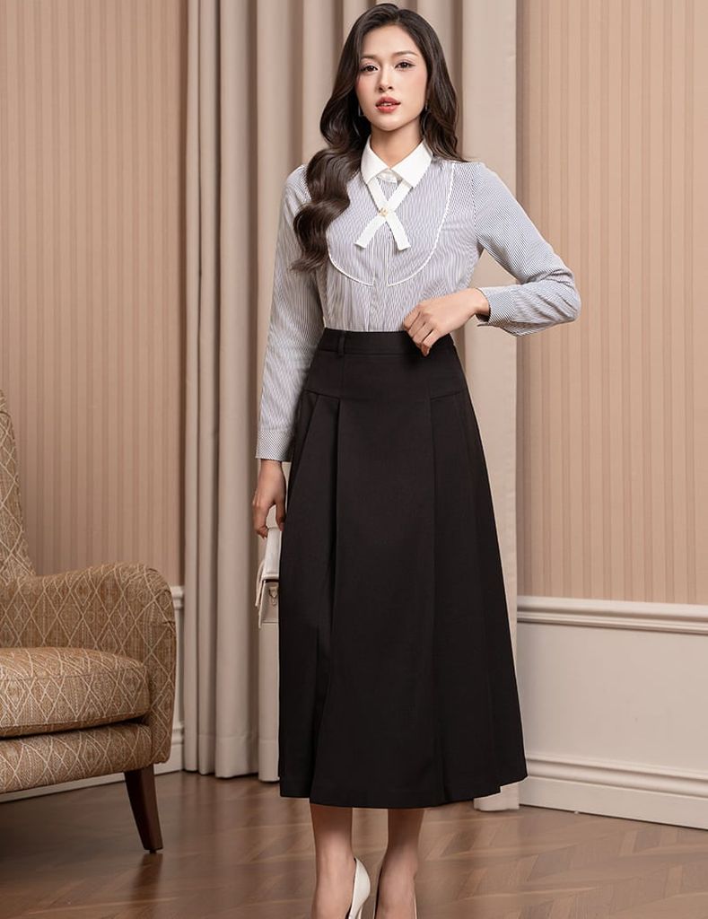 Chân váy nữ xếp ly dáng dài