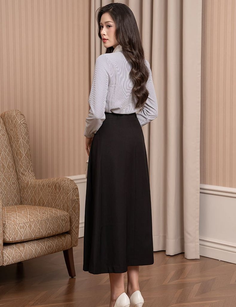 Chân váy nữ xếp ly dáng dài