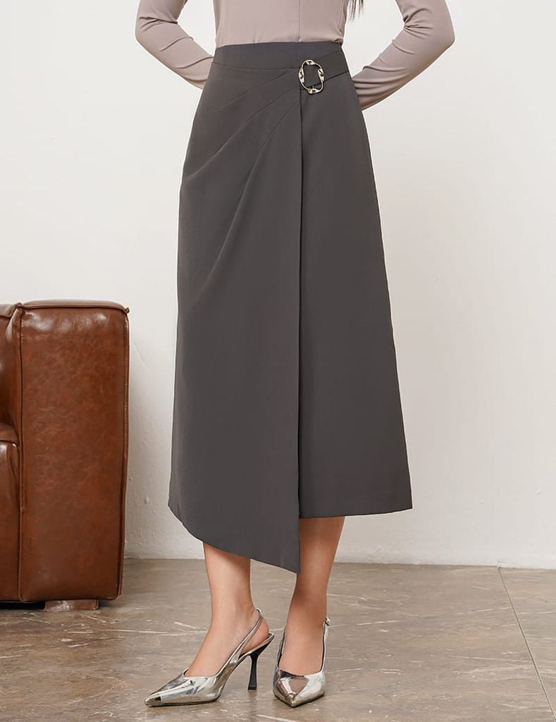 Chân váy âu nữ dáng dài vạt chéo