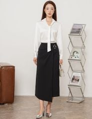 Chân váy âu nữ dáng dài vạt chéo