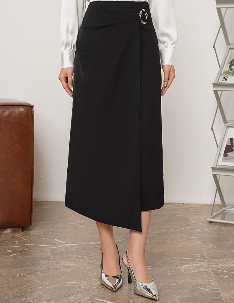 Chân váy âu nữ dáng dài vạt chéo