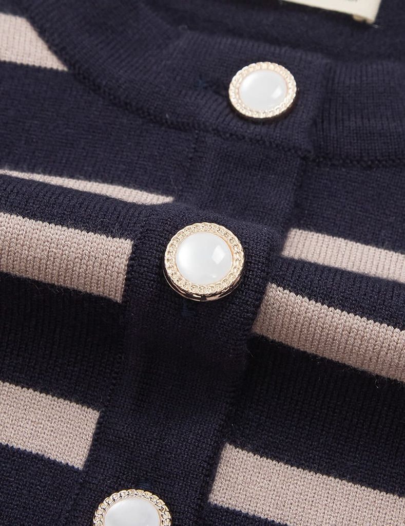 Áo khoác len nữ cổ tròn cài cúc