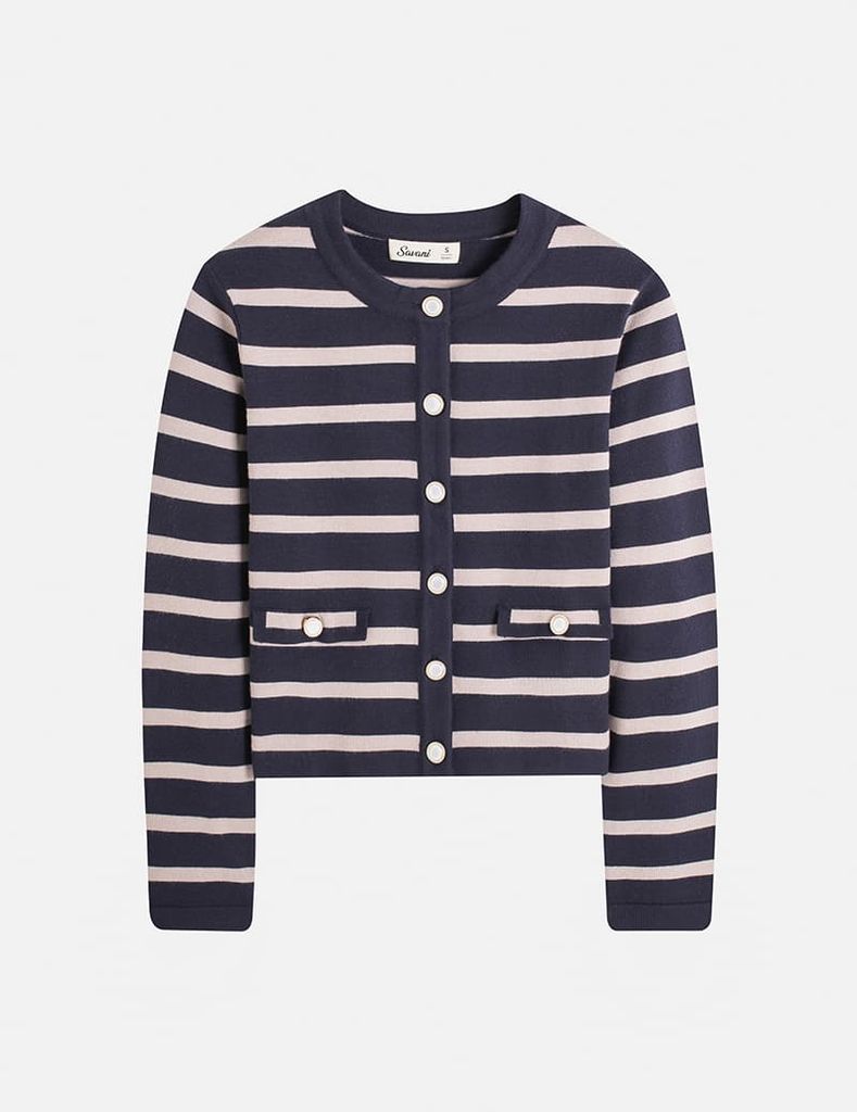 Áo khoác len nữ cổ tròn cài cúc