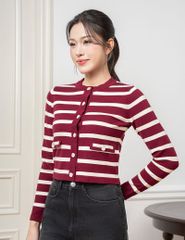 Áo khoác len nữ cổ tròn cài cúc