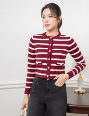 Áo khoác len nữ cổ tròn cài cúc