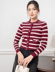 Áo khoác len nữ cổ tròn cài cúc