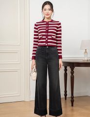 Áo khoác len nữ cổ tròn cài cúc