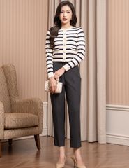 Áo khoác len nữ cổ tròn cài cúc