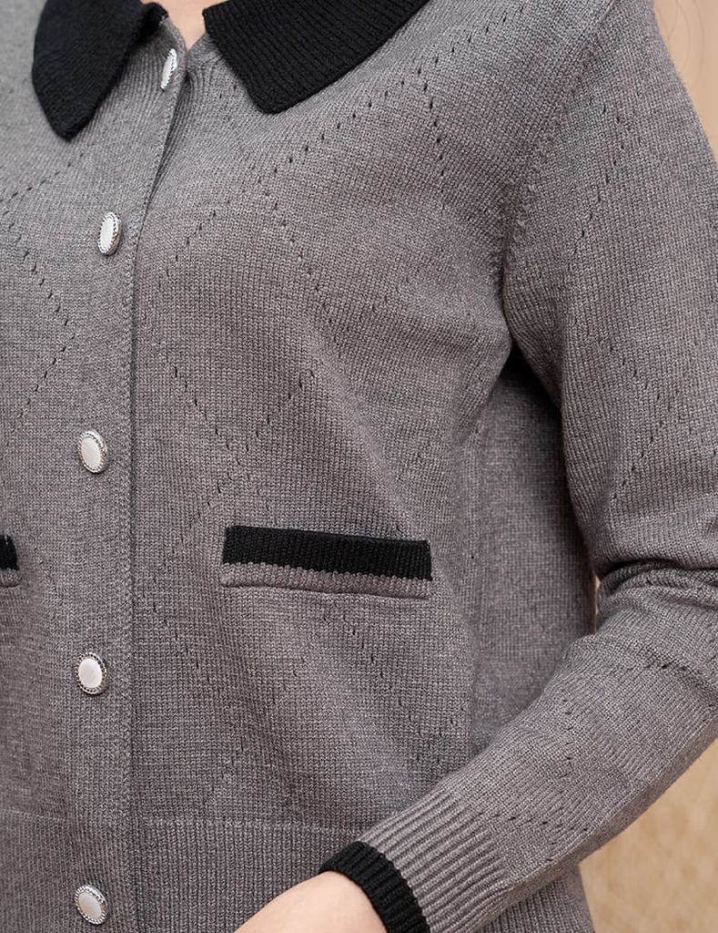 Áo khoác len nữ cổ bẻ