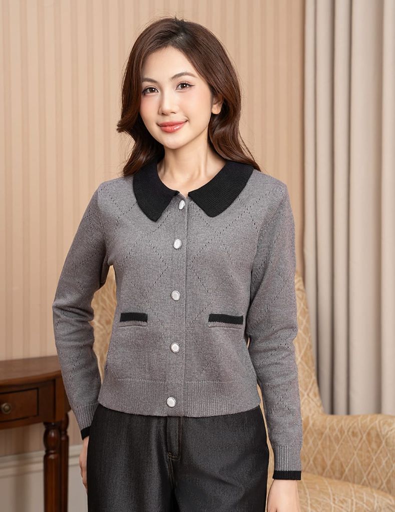 Áo khoác len nữ cổ bẻ