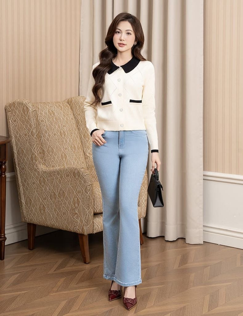 Áo khoác len nữ cổ bẻ