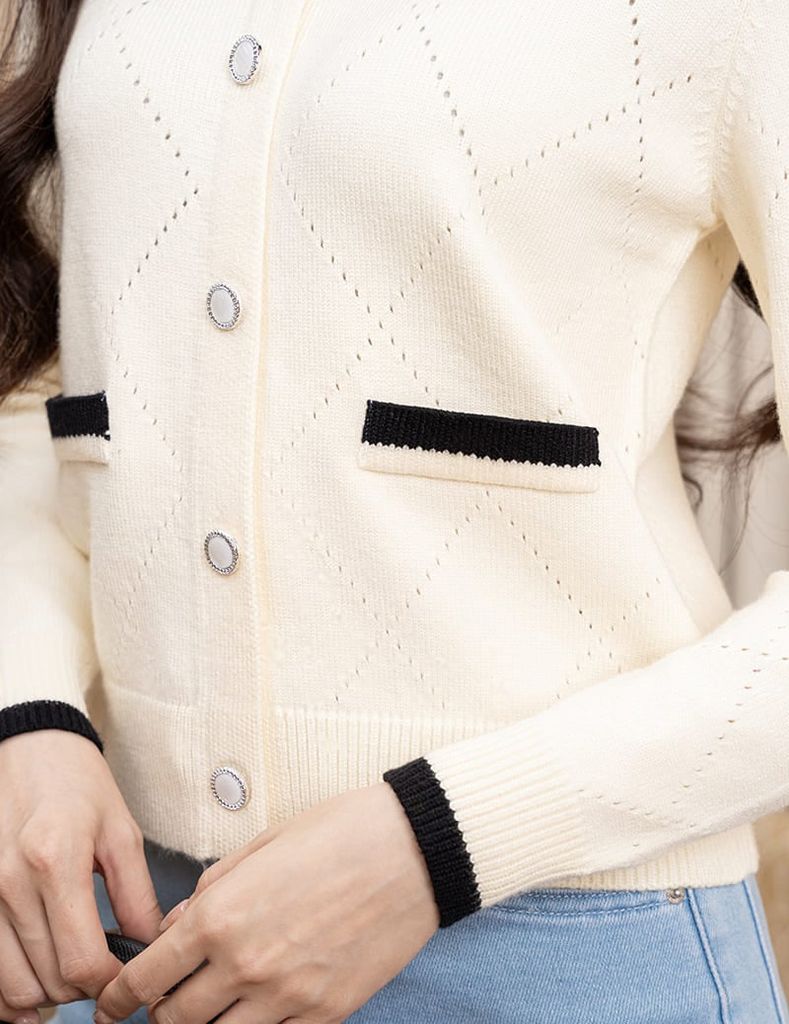 Áo khoác len nữ cổ bẻ