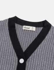 Áo khoác len nữ nẹp cổ thân vải phối