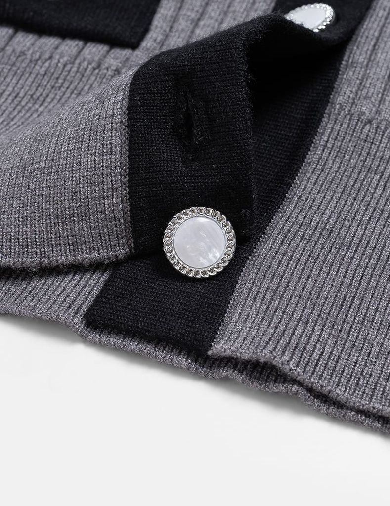 Áo khoác len nữ nẹp cổ thân vải phối