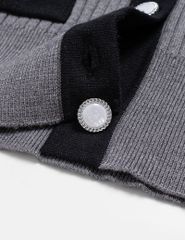 Áo khoác len nữ nẹp cổ thân vải phối